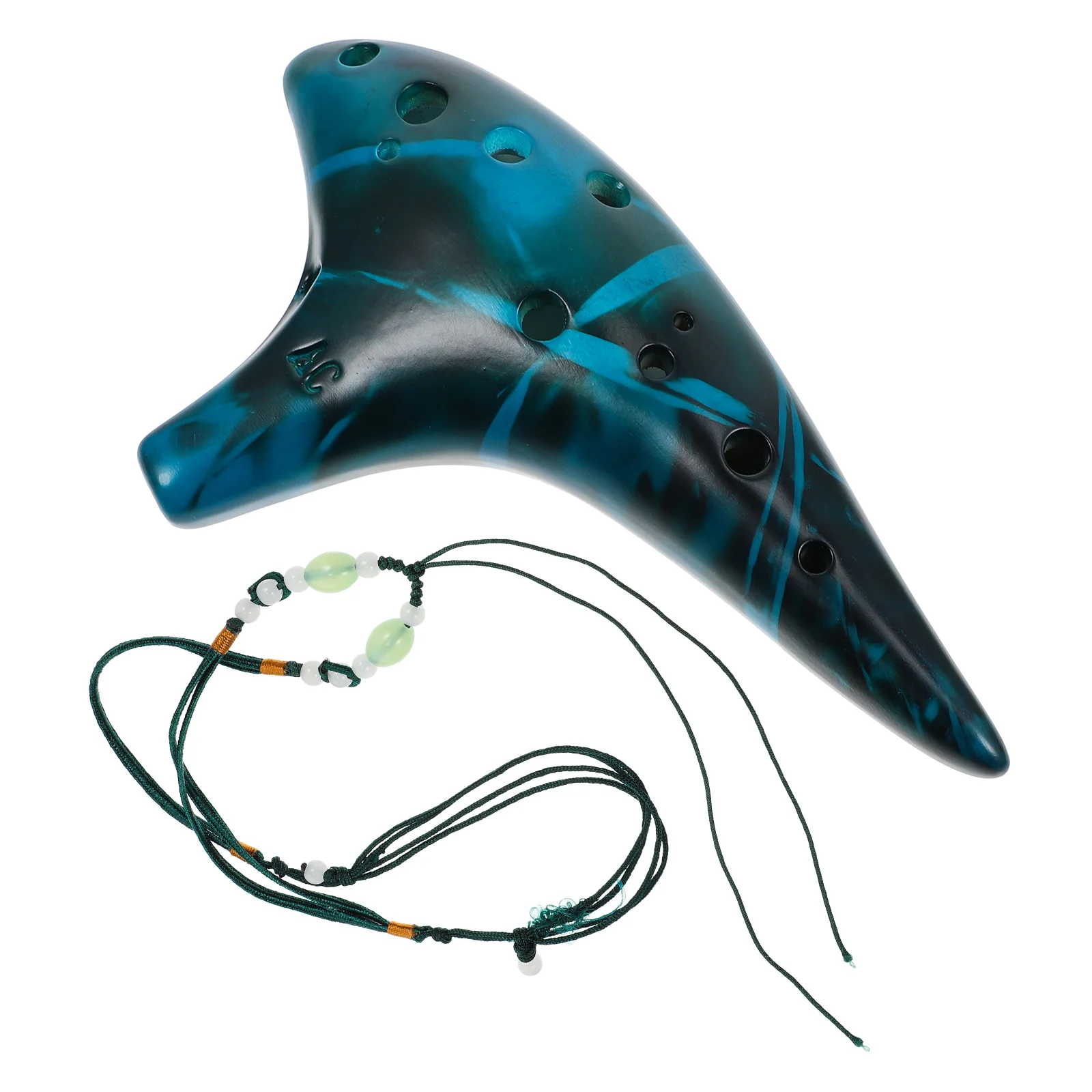 

1Set Portable Alto C Ocarina Blue Dolomite 12 Holes Musical Instrument for Beginners Easy Start Traditional Ocarina
