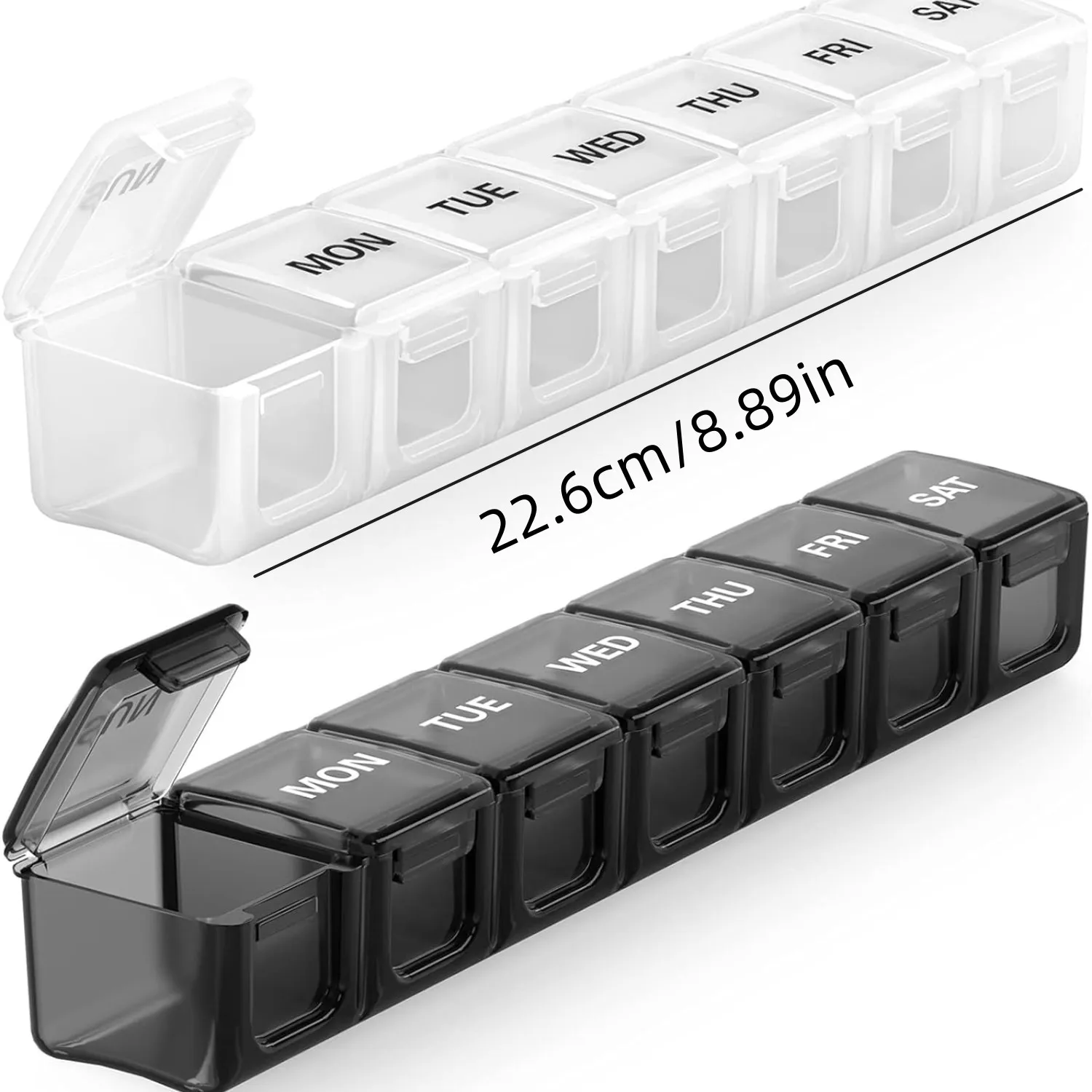 2 stücke 7 Tage Wöchentlich Pillbox Tablet Halter Medizin Lagerung Fall Medikament Container Pille Veranstalter Wöchentliche Kapsel Pille Box Organizer – Detail 8