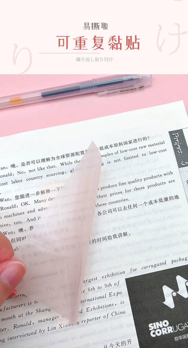 Notas pegajosas transparentes com scrapes adesivos papel claro notas pegajosas bloco de memorando papel impermeável para estudantes papelaria de escritório