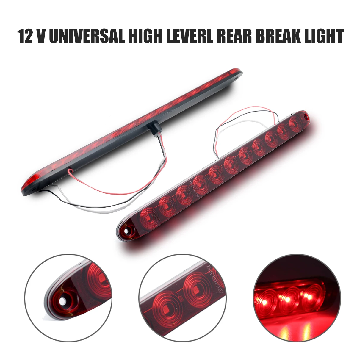 

12V Universal Red LED High Mount Rear Third 3RD Strip Brake Stop Tail Light Lamp For Car