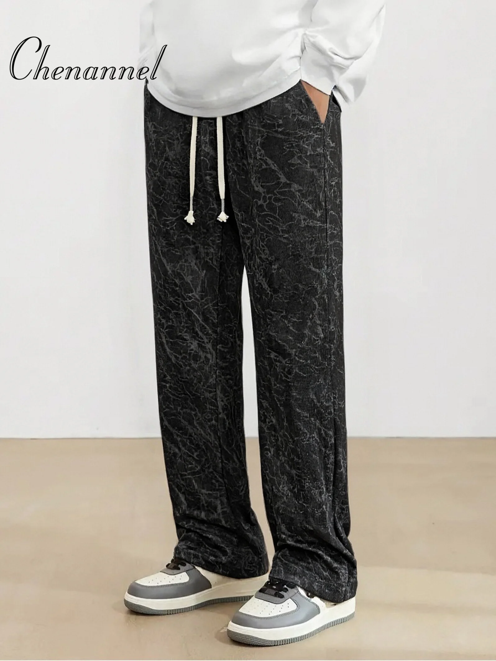 

Men's Tie - Dyed Pants, Spring Autumn Straight Leg Loose Wide - Leg American Casual Trousers