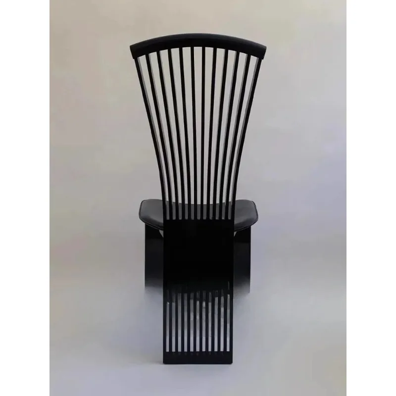 

Medieval style solid wood fan-shaped cowhide dining chair oak wabi-sandy style retro log simple home high back chair