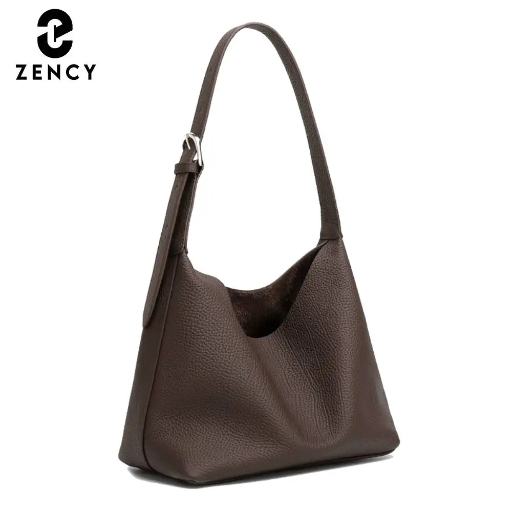 Zency Women's Natural Bag 2026 Genuine Leather Vintage Style Shoulder Bucket Bag Composite Bags Black Coffee Hobo Bags