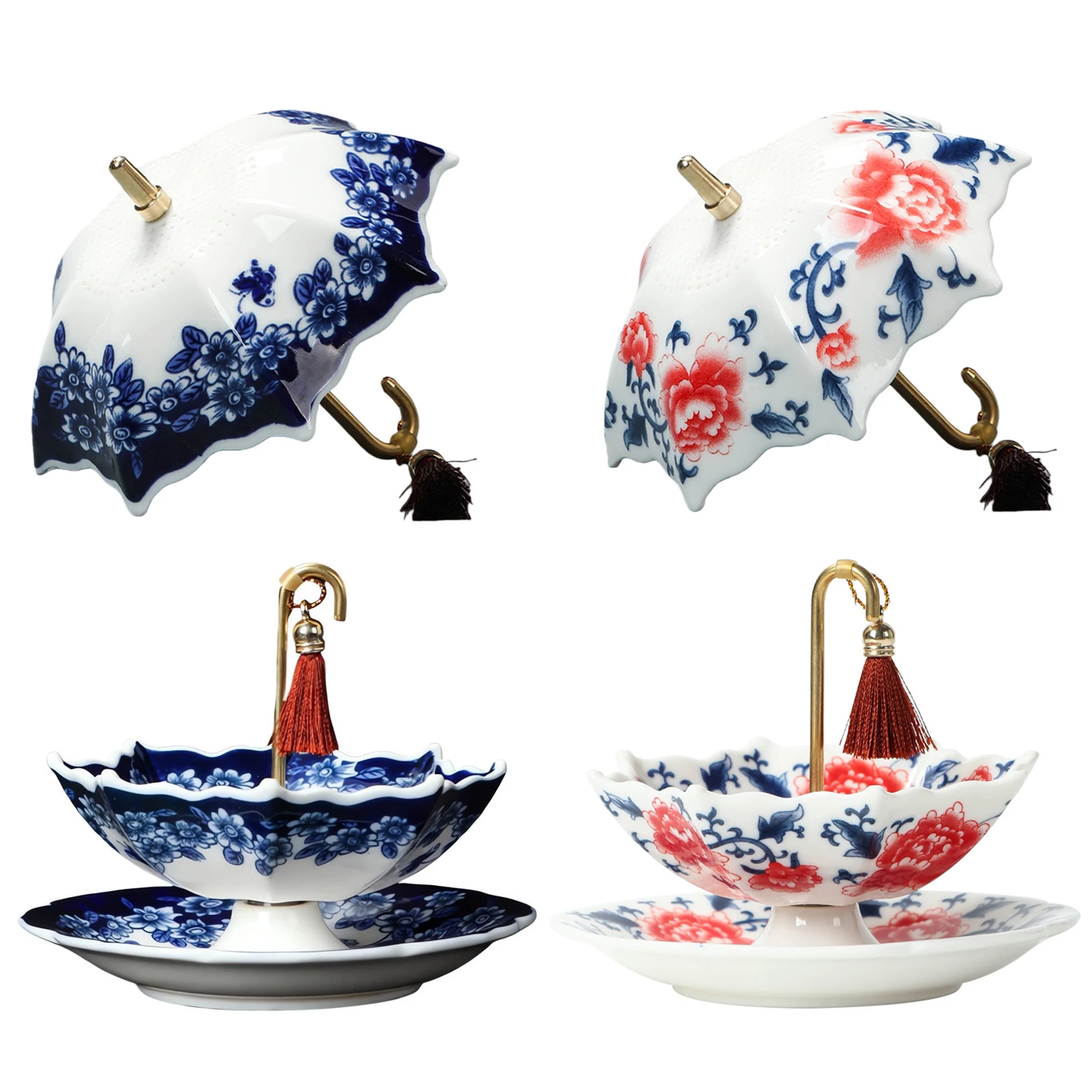 Umbrella Tea Strainer Ceramic Elegant Tea Strainer Filter Traditional Chinese Style Tea Strainer for Table Accessory Home Decor