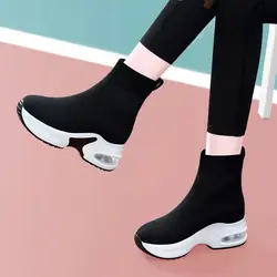 2026 Women's socks elastic boots Hollow Breathable Thick Sole Women's Sports Sneaker Elevated Elastic Women's Socks Boots Summer