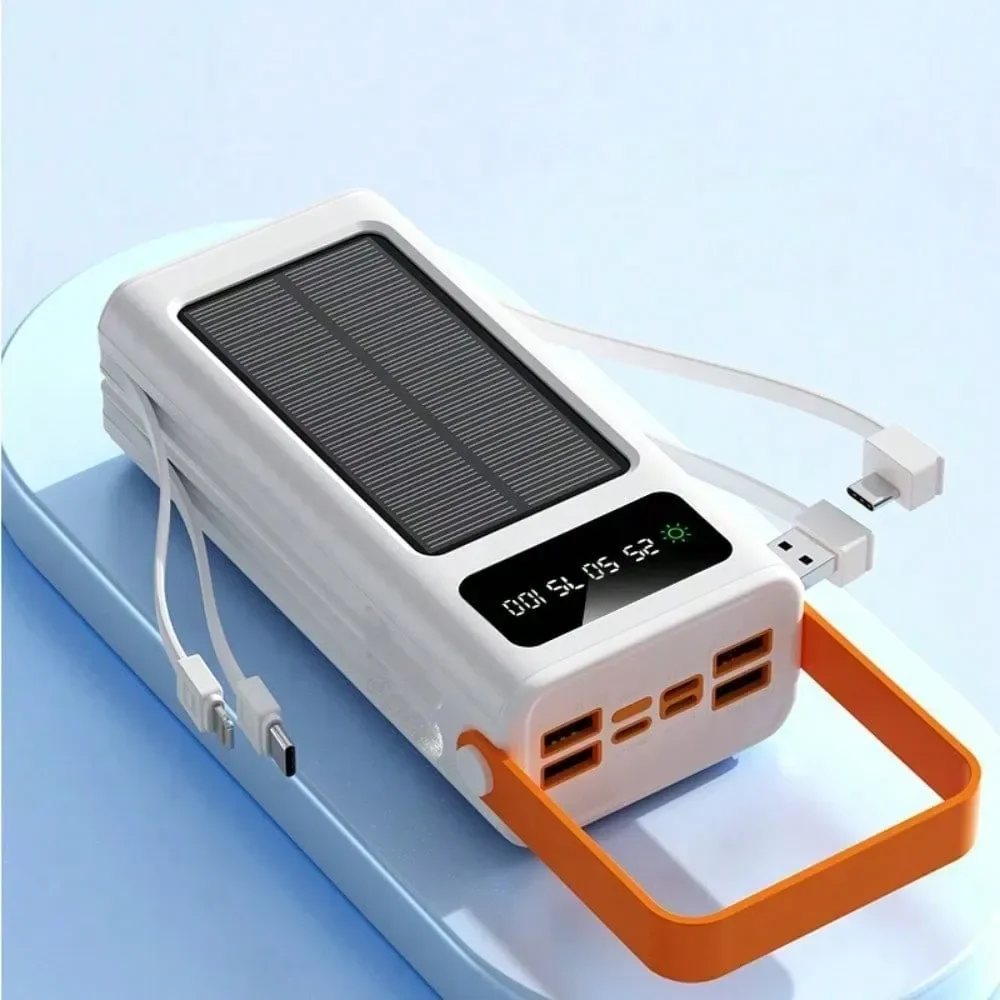 

Solar Portable Charger 50000mAh Power Bank with 4 USB Outputs, LED Display for Camping, Outdoor with lighting lamp