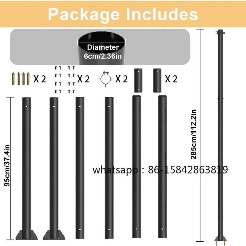 Sunshade Sail Pole, 2 Packs of Heavy-duty Sunshade Sail Pole, Outdoor Sunshade Sail Pole, Support Outdoor String Lights