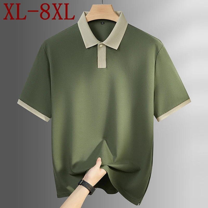 

Мужская рубашка-поло 8XL 7XL 6XL, новинка 2026 года, летняя, премиум-класса, 90% хлопок, дышащая, повседневная, свободного кроя, в стиле стритвир, с отложным воротником