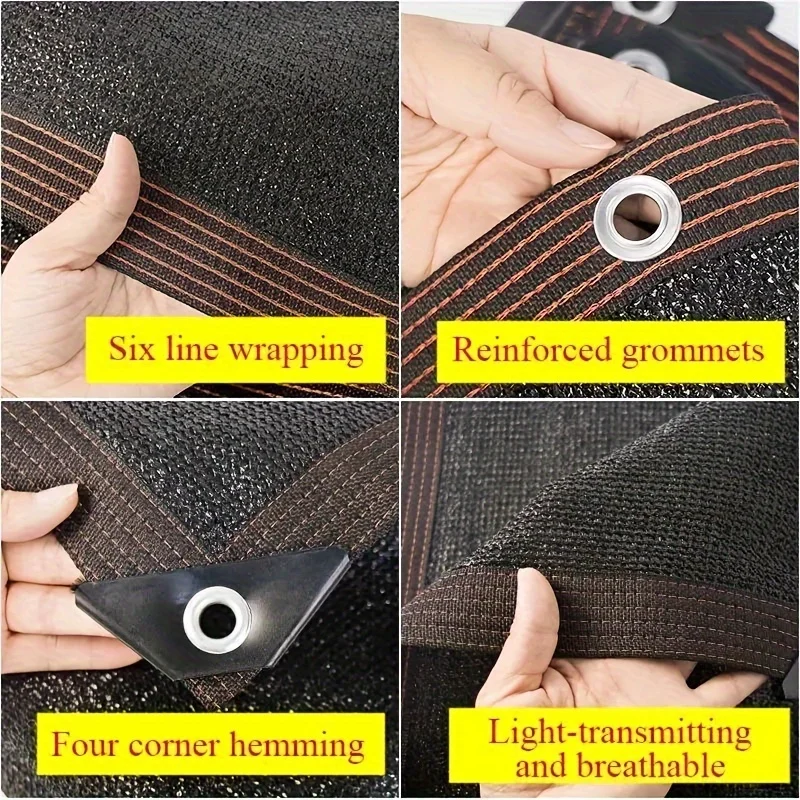 Black Shade Cloth Sunblock Mesh Cover Taped Edge With Grommets, Sun Net For Pergola, Plants Greenhouse, Gardens, Patio, Canopy