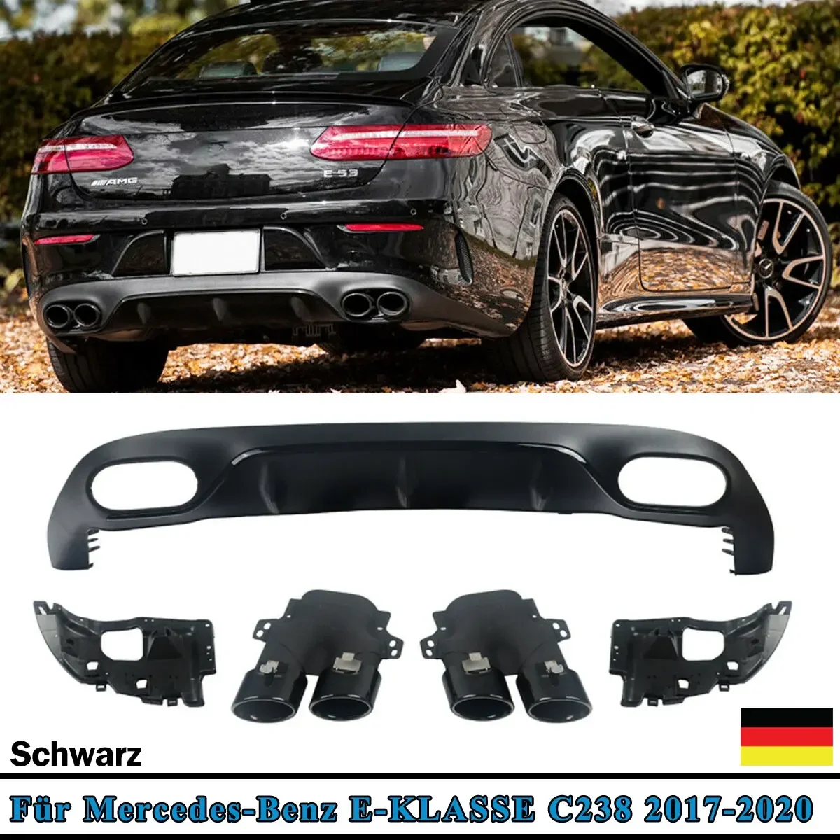 

MagicKit For Mercedes E-Class C238 Coupe A238 AMG E53 Look Rear Diffuser+Tailpipes Tips