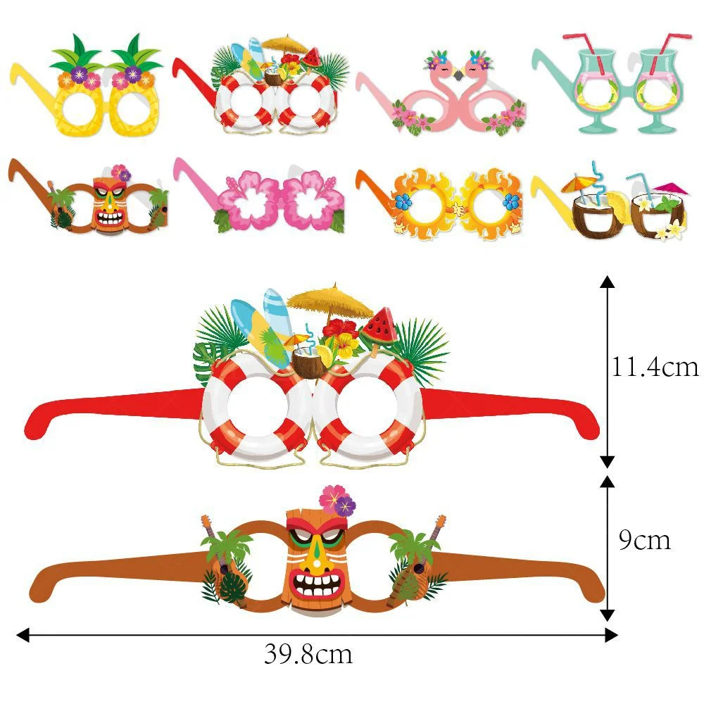 Hawaii-Party Banner Dekoration Foto-Requisiten Hängende Banner Sommer-Party Flamingo Ananas Papierbrillen Tropische Hawaiianische Party – Detail 2