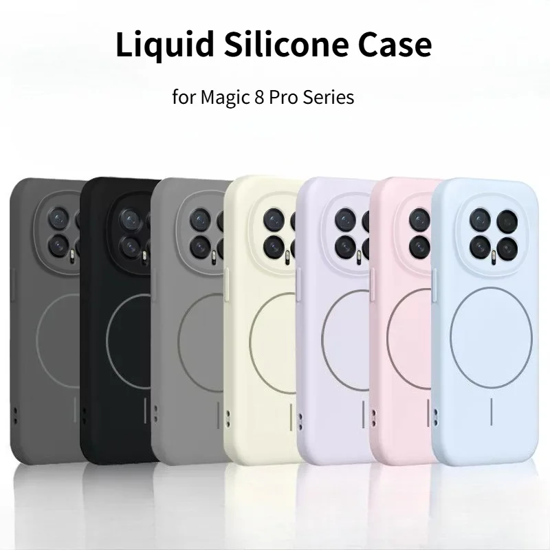 Fashion Original Liquid Silicone Phone Case for Honor Magic 8 Pro 7 Pro 6 500 Magnetic Shockproof Camera Raised Shockproof Cover