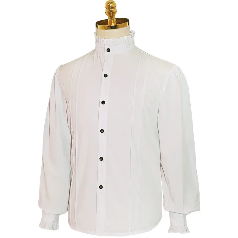 Men's Pleated Pirate Shirt Medieval Renaissance Steampunk Victorian Top