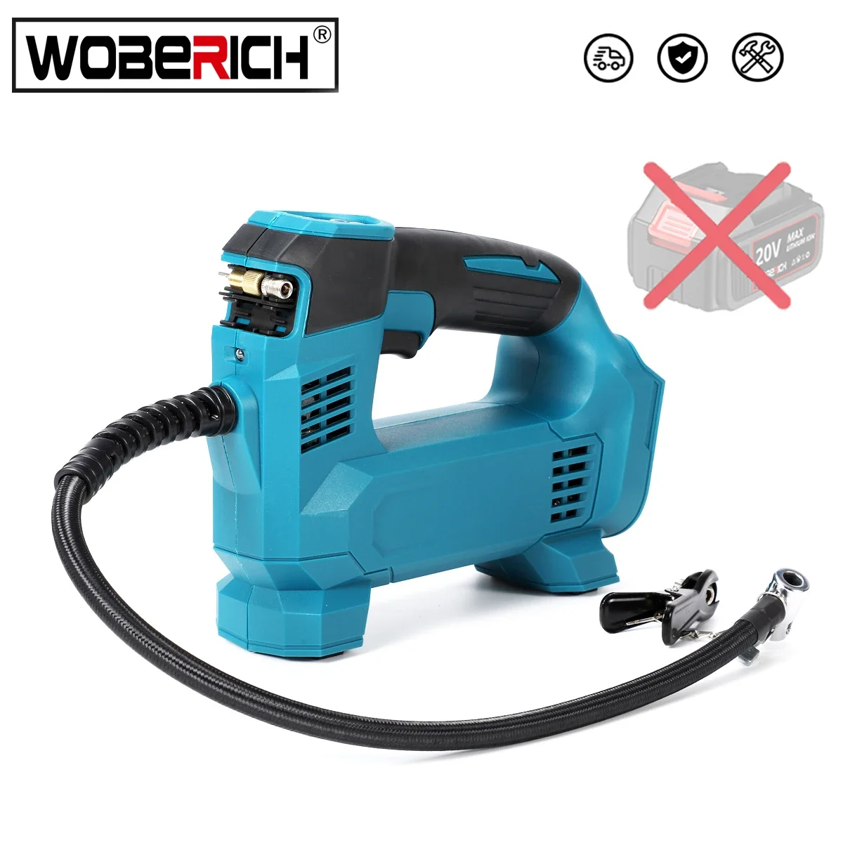 

WOBERICH Cordless Electric Air Pump For Car Bicycle Tires Balls Portable Car Tire Inflator Air Compressor(No battery) For Makita