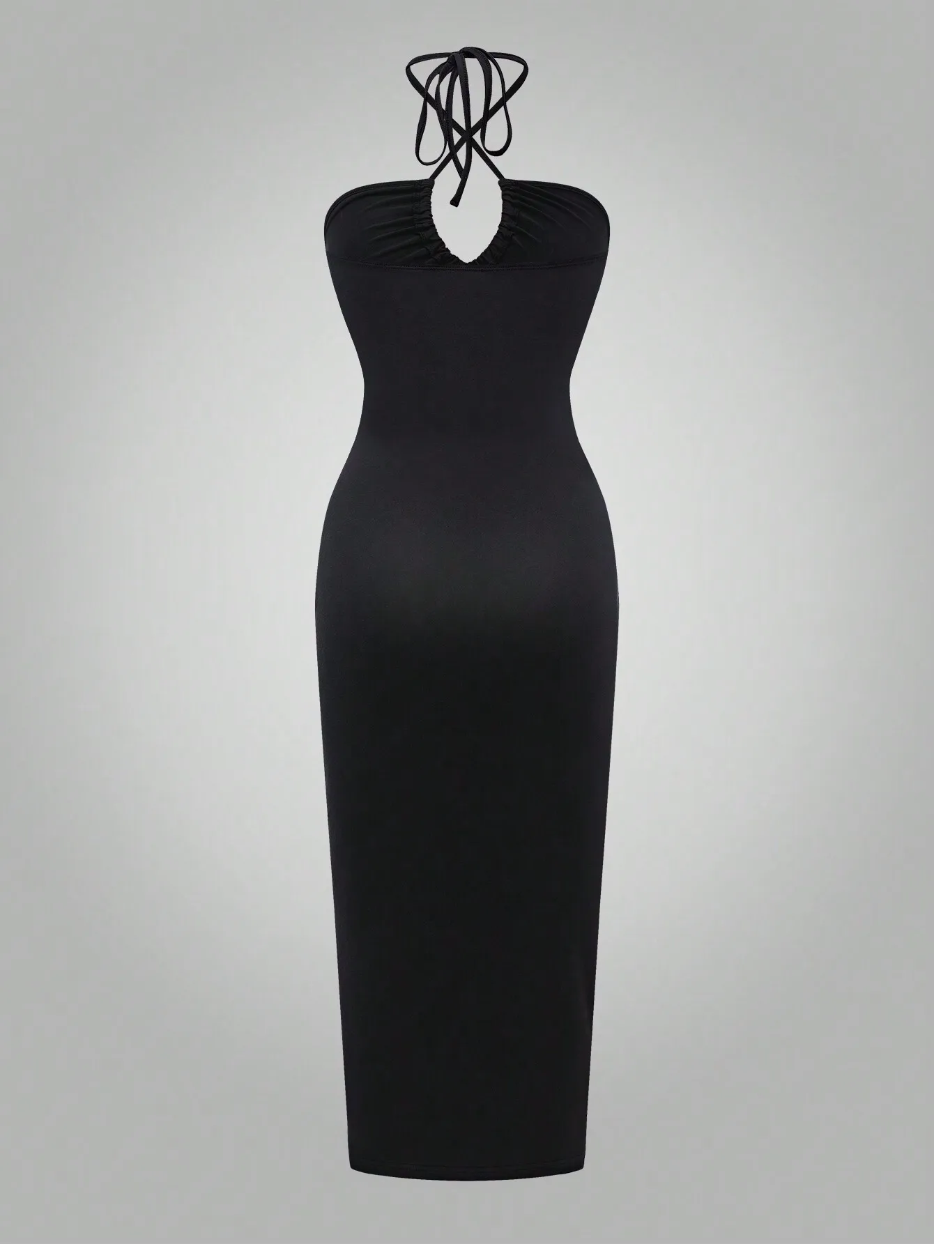 Sexy Black Sleeveless Bodycon Maxi Dress with Cutout & High Slit for Party Night Out