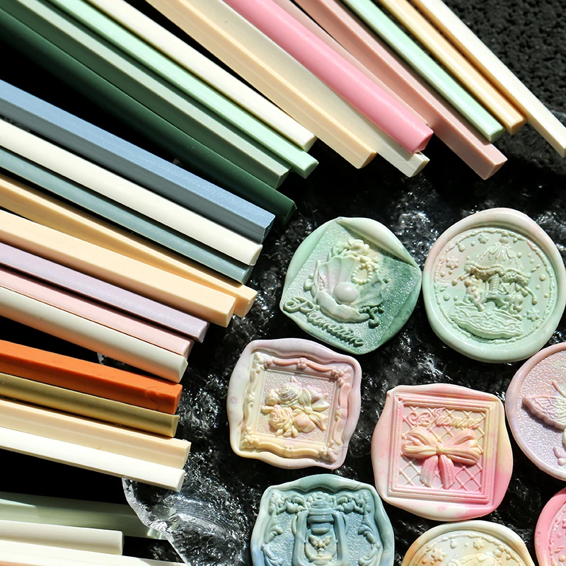 

Beautiful Fire Lacquer Seal Wax Stick Macaron 1/4 Wax Strip Color Mixing, Make The Wax Grain Envelope Of Fire Lacquer Seal Seal