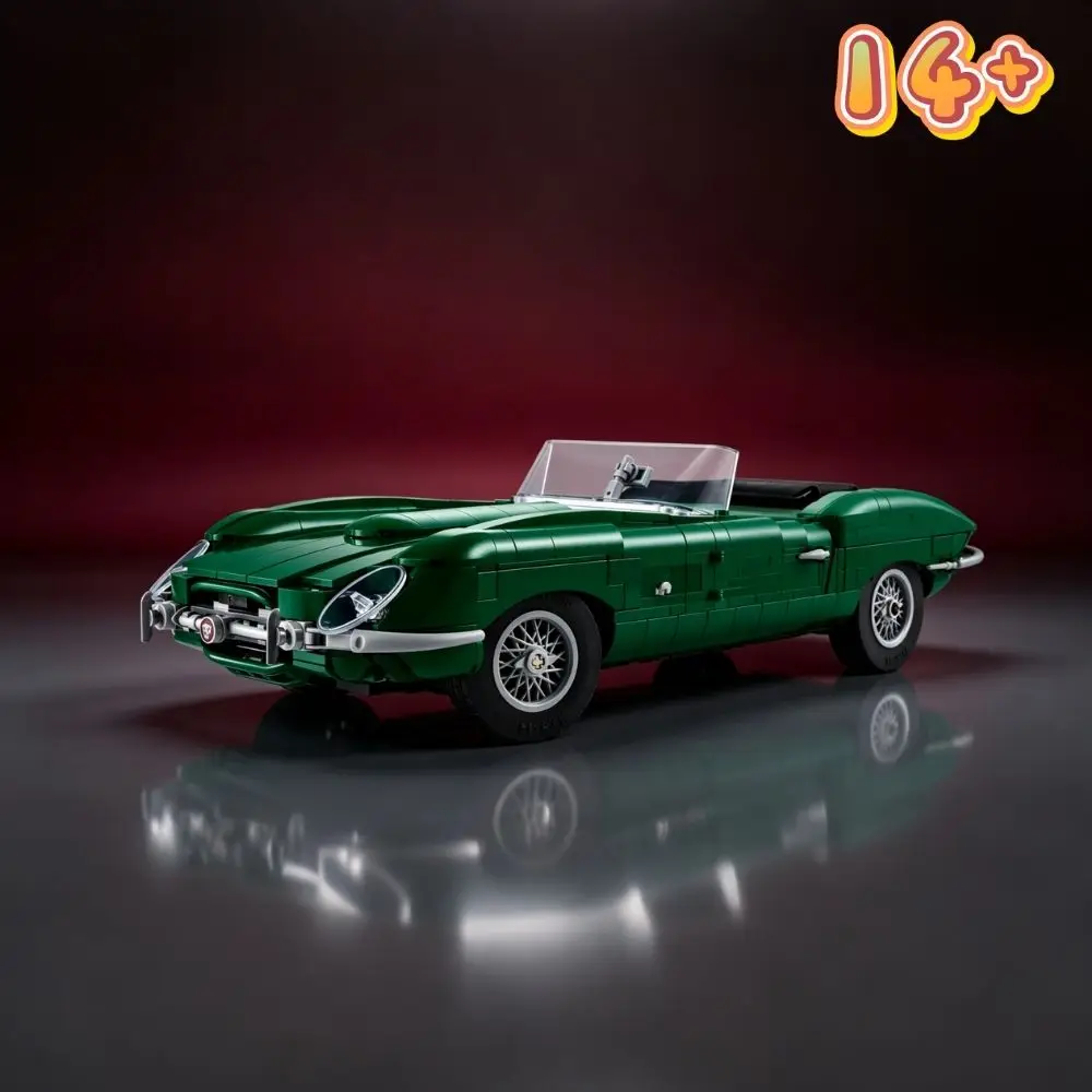 Hot 1673Pcs Vintage Green Convertible Sports Car Building Block Set Classic Retro Vehicle Display Model For Car Lovers