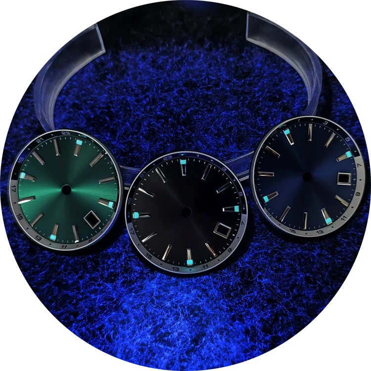 GMT NH34 Watch Case 32mm Watch Dial BGW9 Light Blue Luminous Dial Green Luminous Bezel Mechanical Accessories for NH34 Movements
