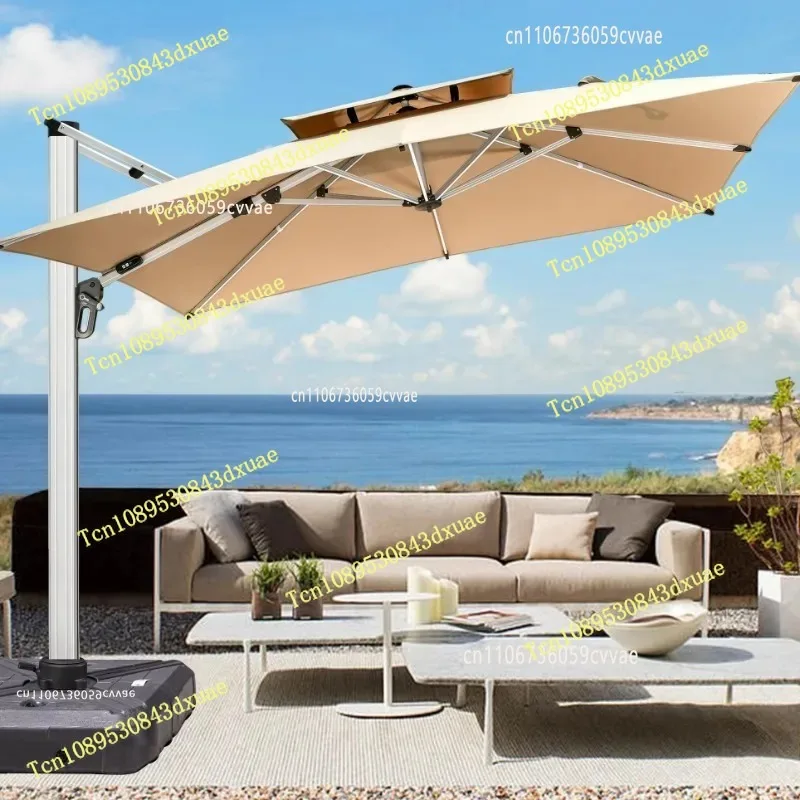 Commercial Grade 3x4m Cantilever Sun Umbrella - Waterproof LED Canopy & Sand-Filled Base for 5-Star Resorts/Restaurants