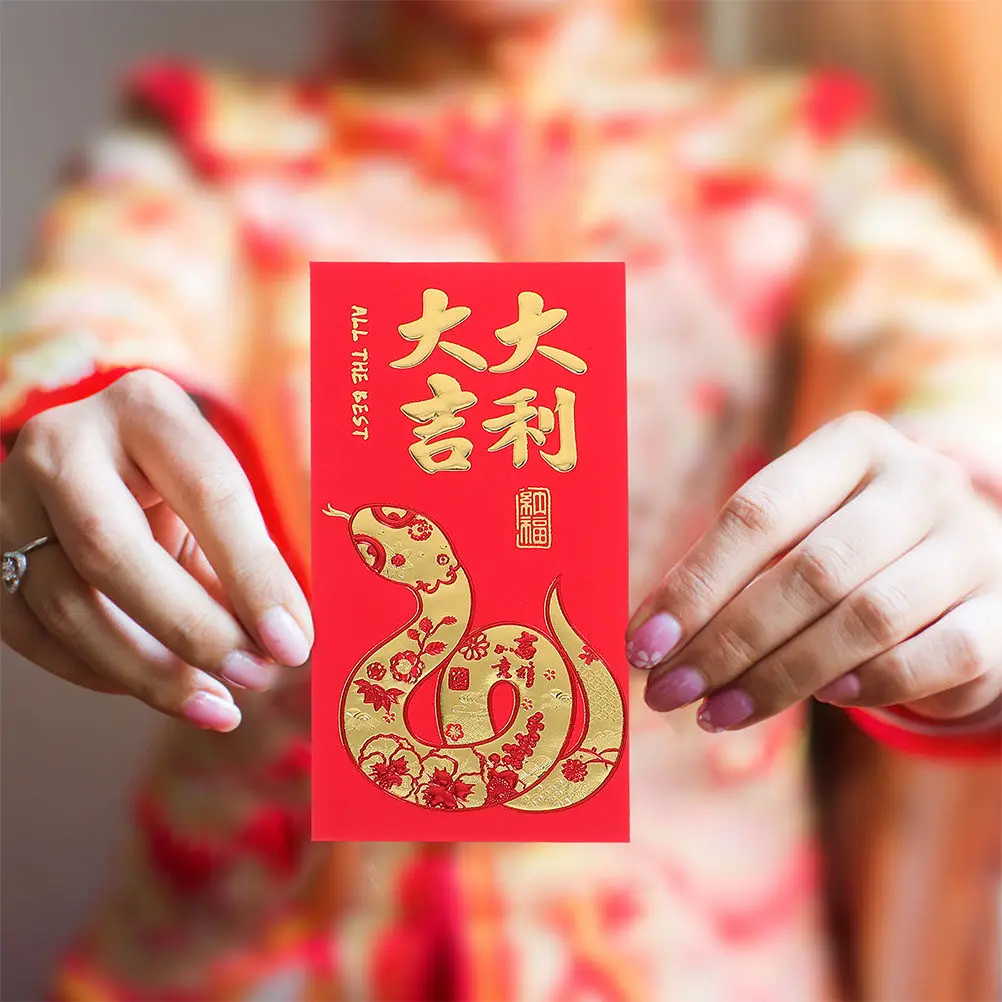 

60Pcs Red Envelopes Year of The Snake Design Decorative Hongbao for Spring Festival Wedding Birthday Money Holder