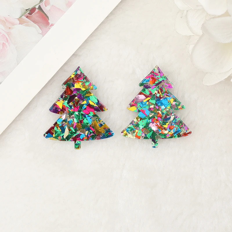 6Pcs Christmas Charms Creative Acrylic Star Tree Pendant For Necklace Keychain Diy Making Accessories