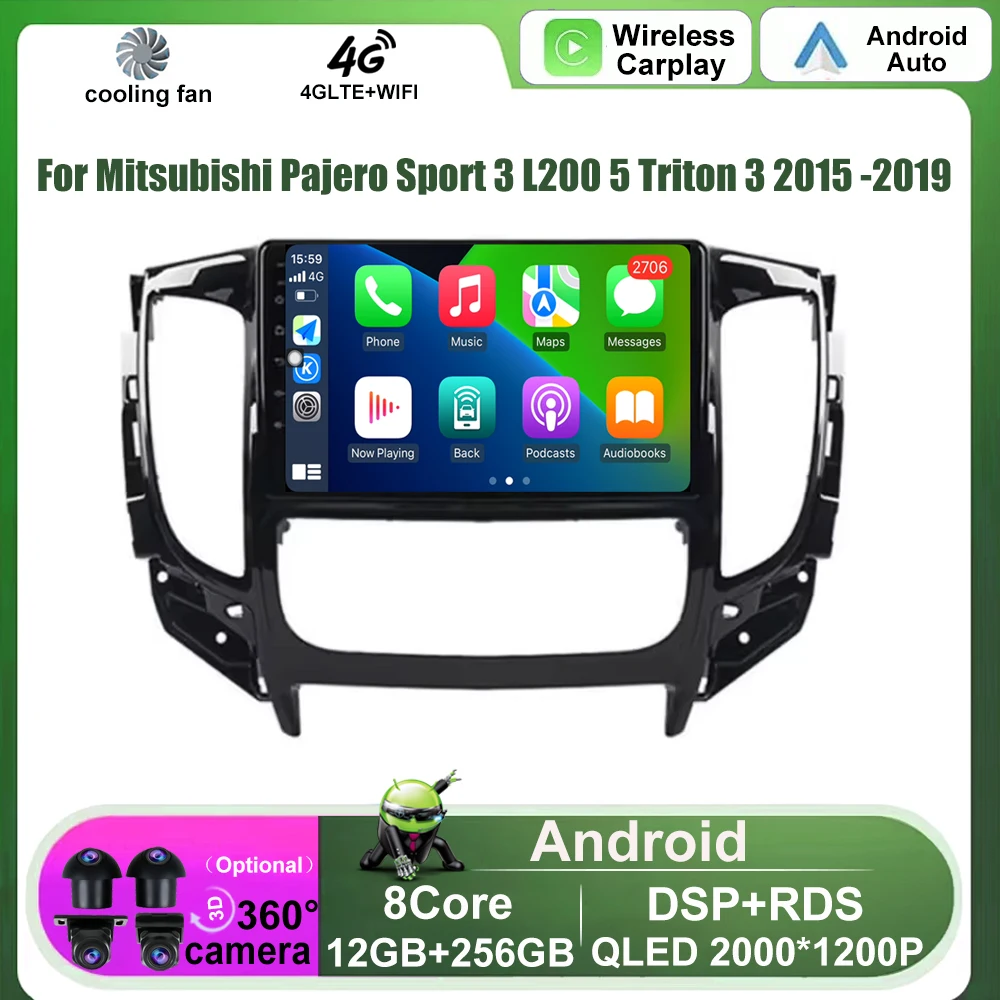 Carplay Dsp Stereo Android OS Car Radio Multimedia Player For Mitsubishi Pajero Sport 3 L200 5 Triton 3 2015 2016 2017 2018 2019