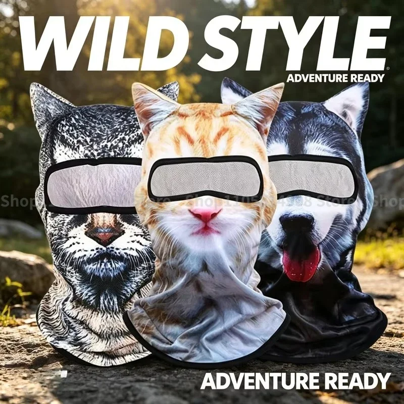 3D Realistic Animal Balaclava Mask, Full Face Animal Print Hood, Breathable Head Cover for Skiing, Motorcycling and Halloween