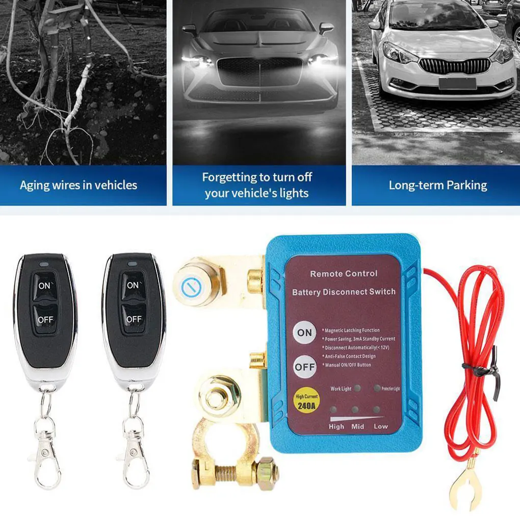 Wireless Remote Car Battery Disconnect Relay Master Kill Cut-off Switch Isolator Disconnect Switch
