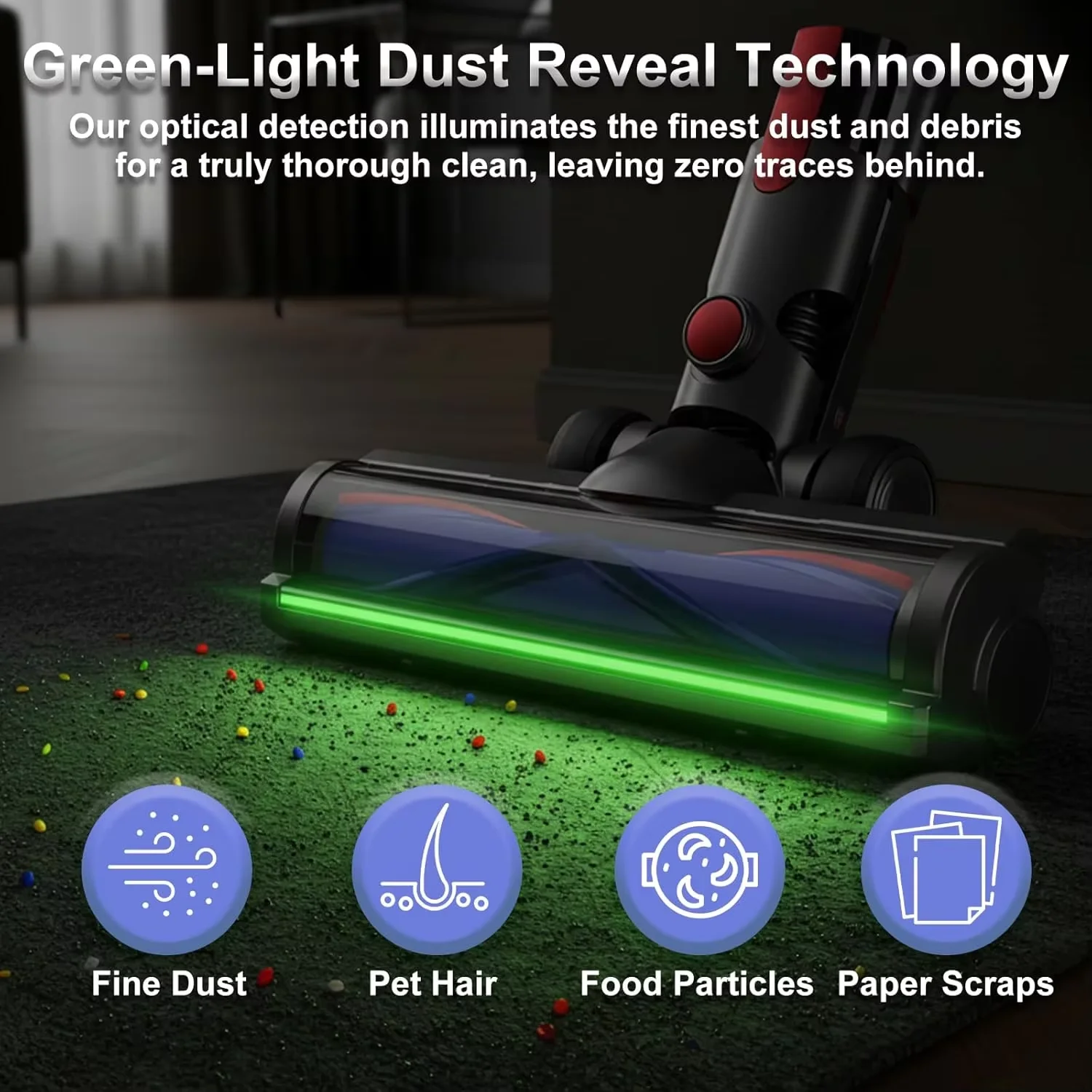 with an independent green LED Brush Head For Dyson V7 V8 V10 V11 V15 Vacuum Cleaner Brush Replacement Floor Brush for Hard Floor view 4