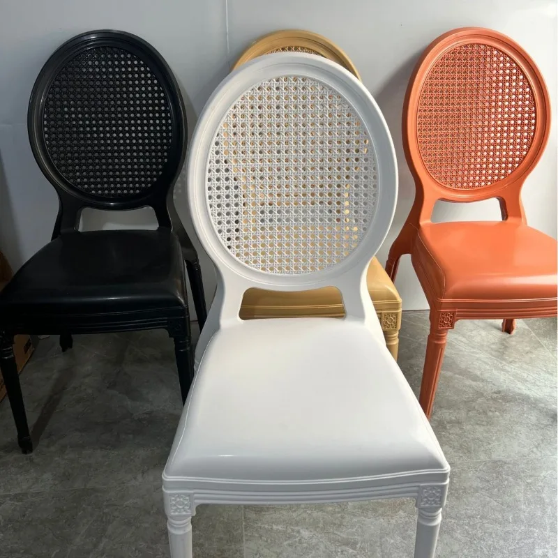

Factory Wholesale Plastic Hotel Wedding Outdoor Wedding Stool Banquet Simple Tiffany Grid Chair Bamboo Chair