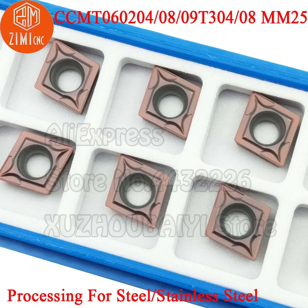 10 قطعة CCMT09T308 CCMT09T304 CCMT060208 CCMT060204 MM25 كربيد إدراج تحول أدوات نك القاطع مخرطة شفرة ل الفولاذ المقاوم للصدأ