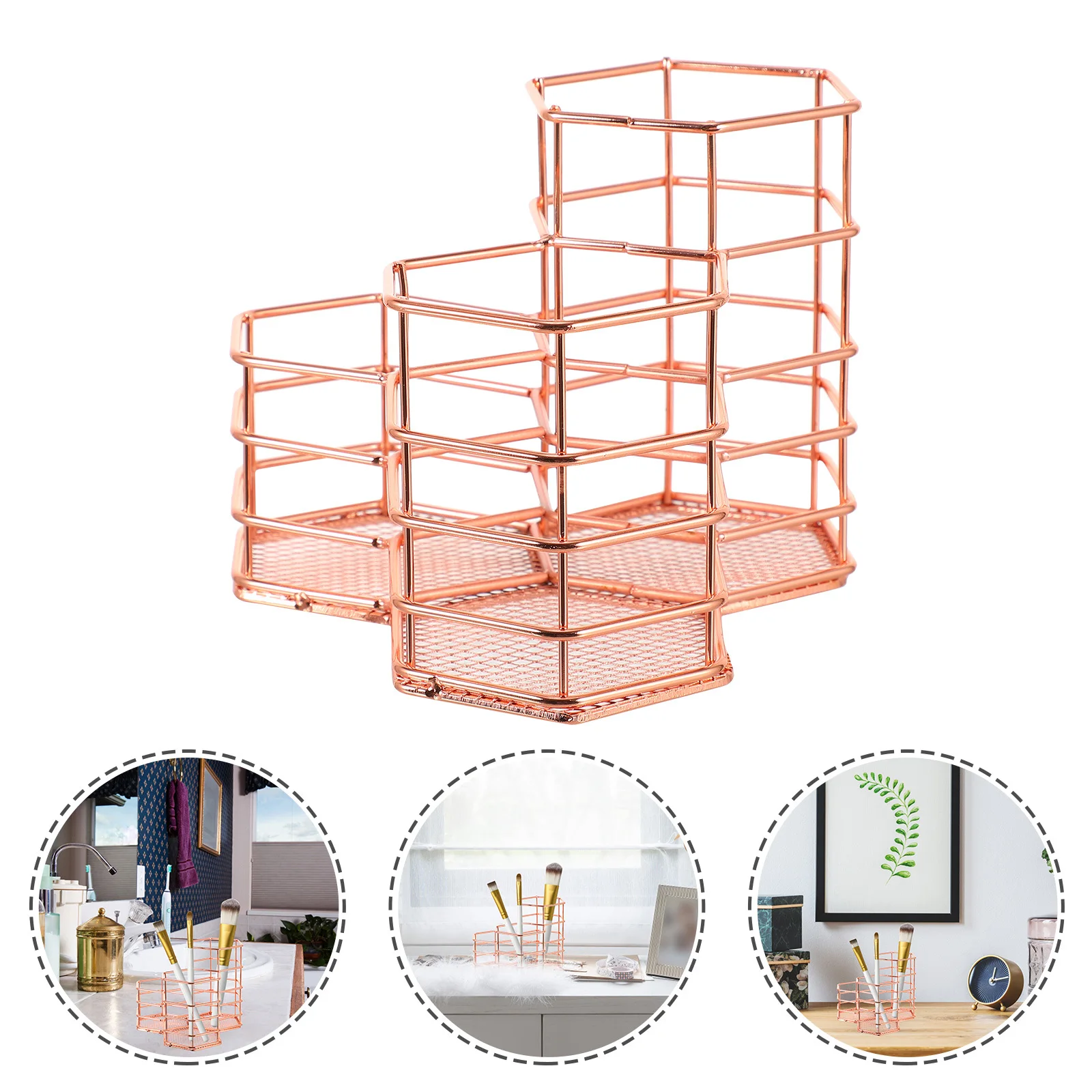 Seau de rangement pour pinceaux de maquillage, organisateur en métal robuste, porte-pinceaux pour coiffeuse, présentoir à bijoux, facile à nettoyer