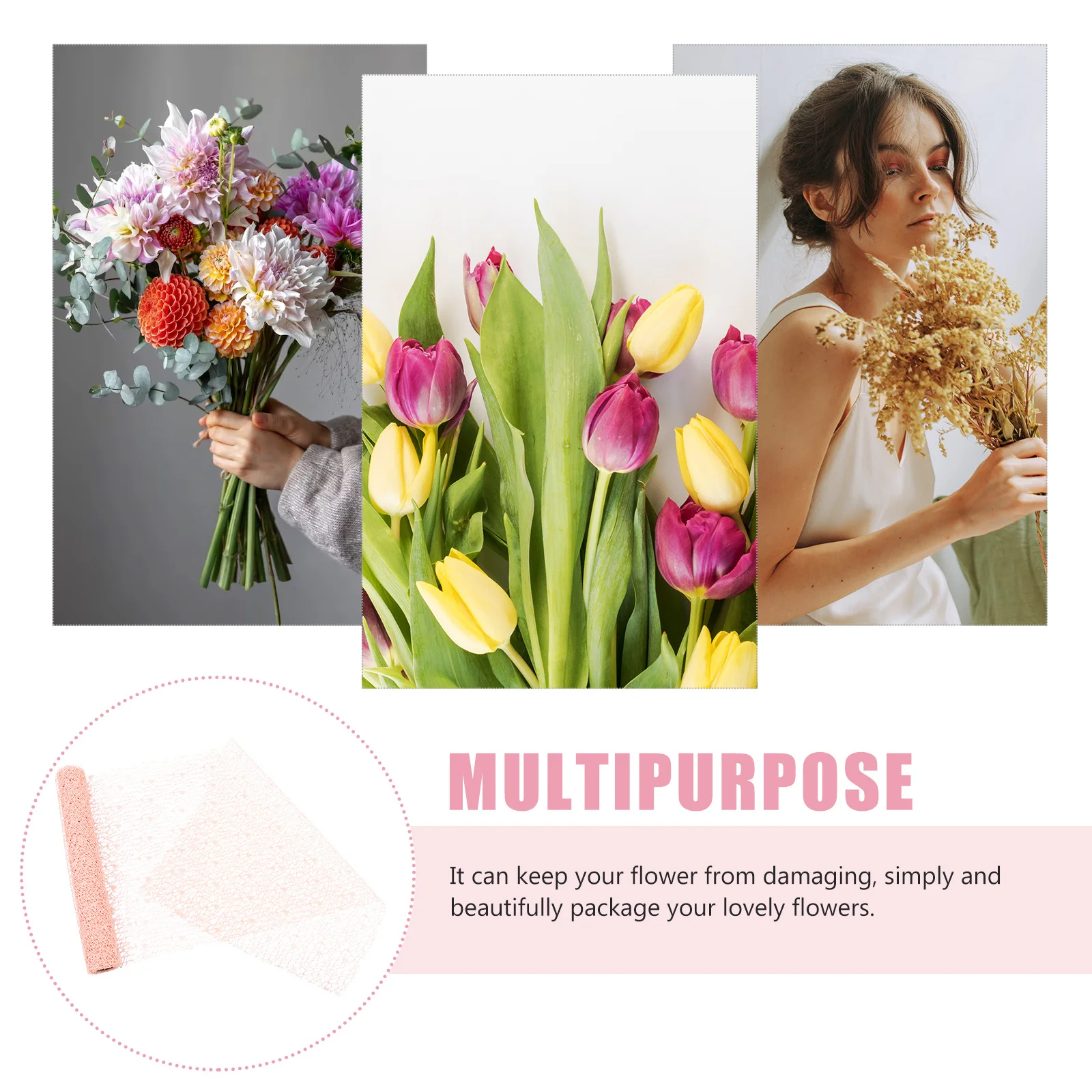 

1 Roll 150Cm Hologram Tulle Mesh Flower Wrapping Paper Decorative Yarn For Wedding Party Bouquet Packaging Giftpolyester