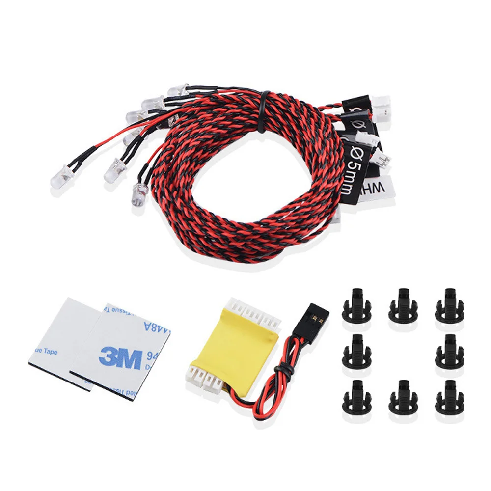 Sistema de iluminação rc 8 led flash lâmpada noite navegação luz conjunto 30ma corrente para rc asa fixa avião helicóptero acessórios