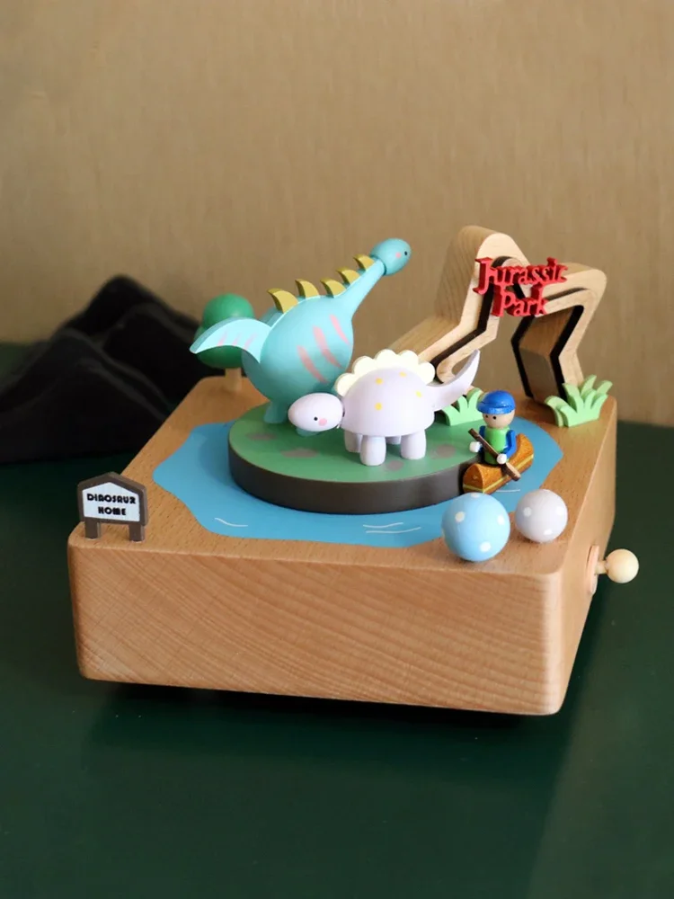 Jurassic park theme dinosaur music box wooden music box sky city creative birthday gift caja de musica