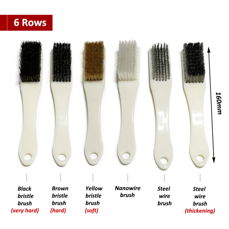 Full-type 3/4/6 Rows Bristle Brush Stainless Steel Wire Brush Barss Wire Brush Plastic Handle Jewelry Wood Metal Clean Polishing
