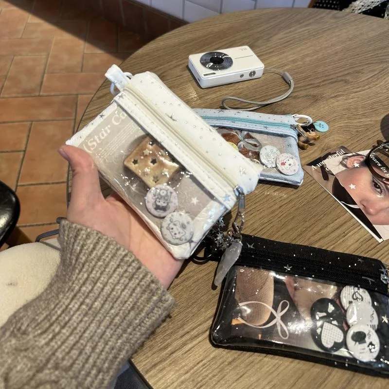 Korean Fashion Star Polka Dot Multi Layer Portable Card Holder Driver License Business Bank Card ID Case Storage Pouch Y2 Men