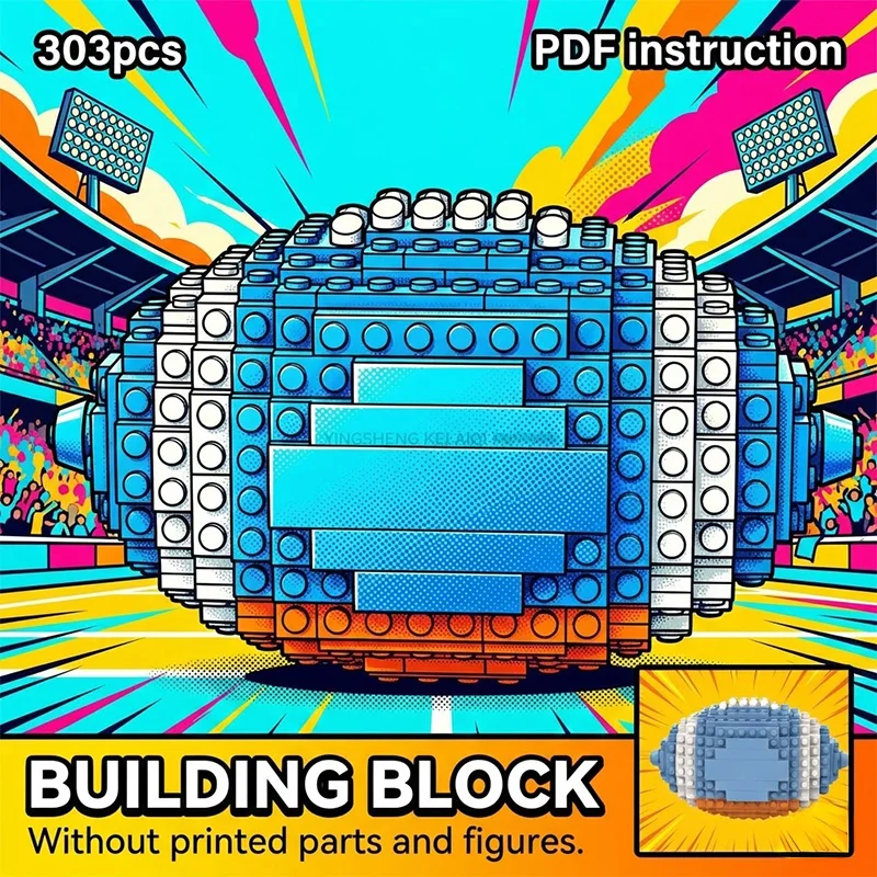 

Реплика мяча для американского футбола MOC, светло-синяя и оранжевая, в цветах команды, модель для демонстрации