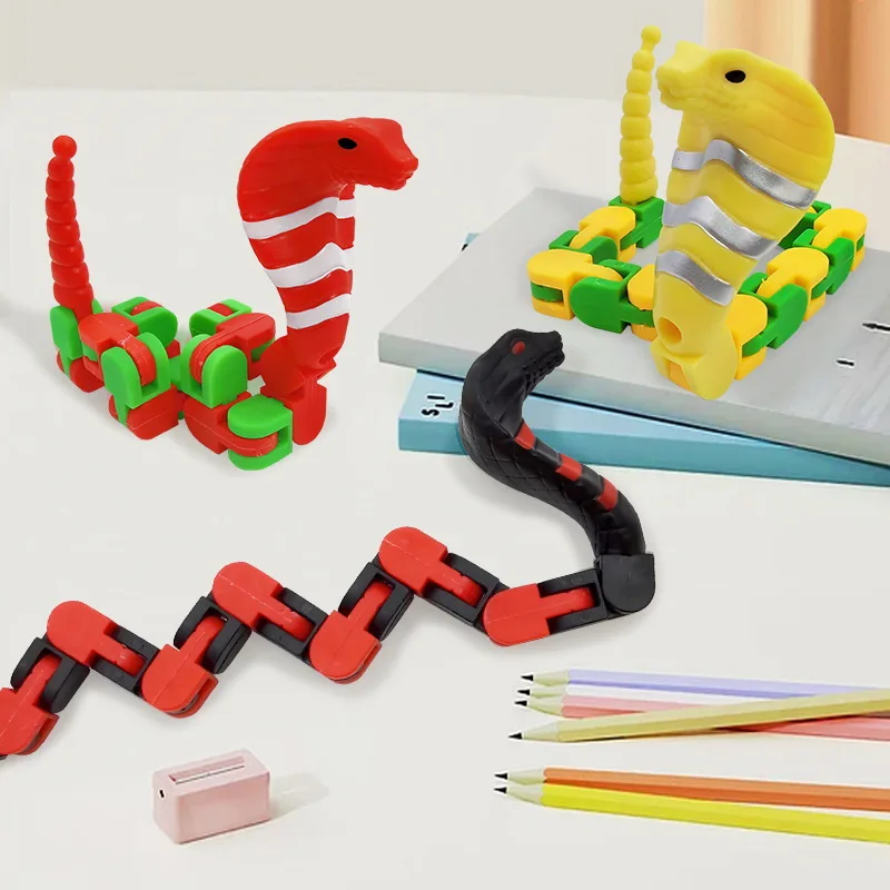 3PCS Anti-Stress Toy Variable Bracelet Snake Decompression Chain Variable Folding Funny Children's Gift Toy Color Random J141