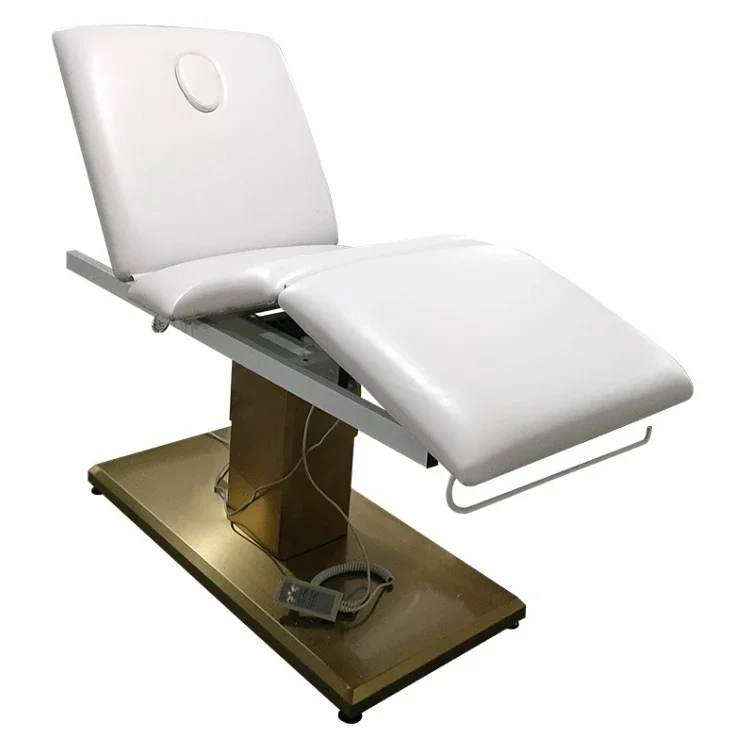 

Facial Body Massage Bed Cosmetic Lash Bed Beauty Chair 2024 New Trend Luxury Gold Base Beauty Salon Equipment