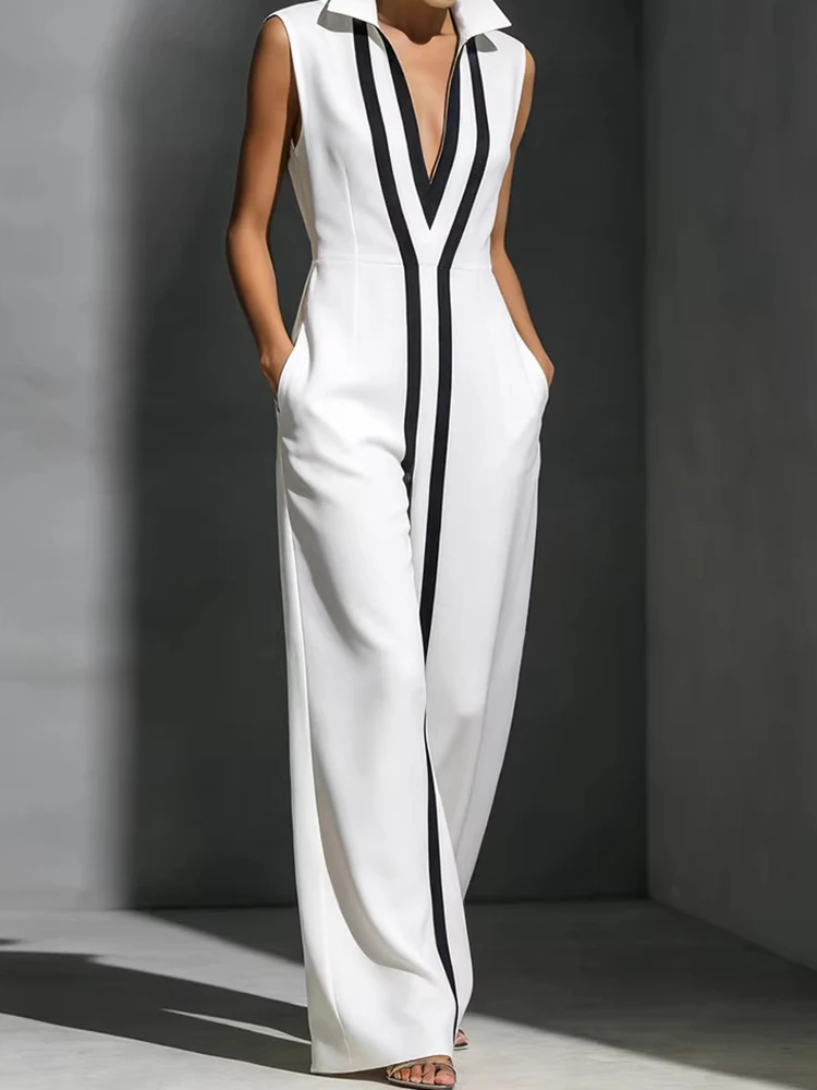Holiday Sleeveless Fashion Simple Party Dress, Women Summer V Neck Patchwork Chic Maxi Dress, 2026 Casual Elegant Ladies Dress