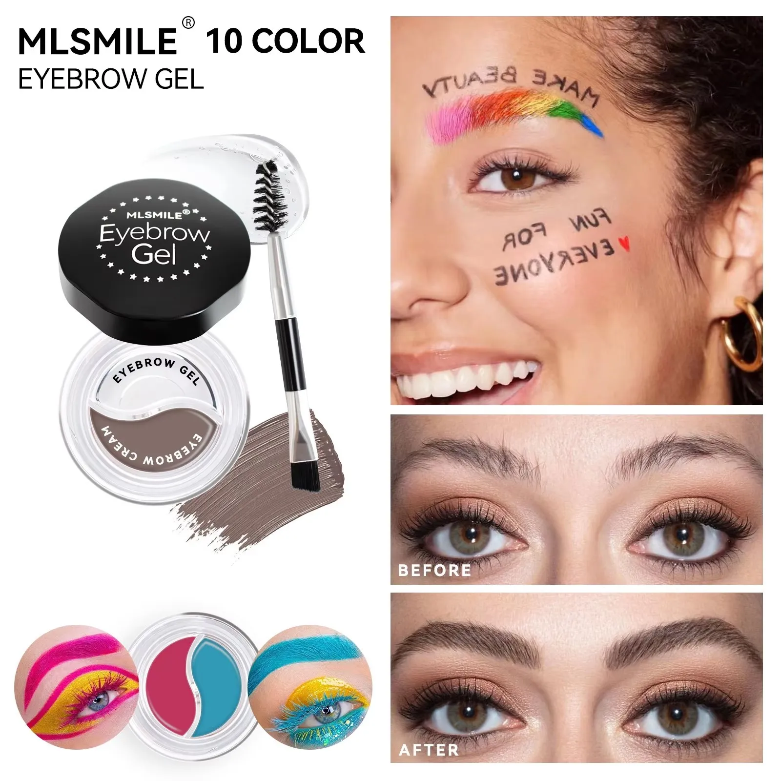 10 Colors Waterproof Eyebrow Cream Quick-drying Long-lasting Eyebrow Gel Sculpt Soap Natural Wild Brow Setting Gel Wax.