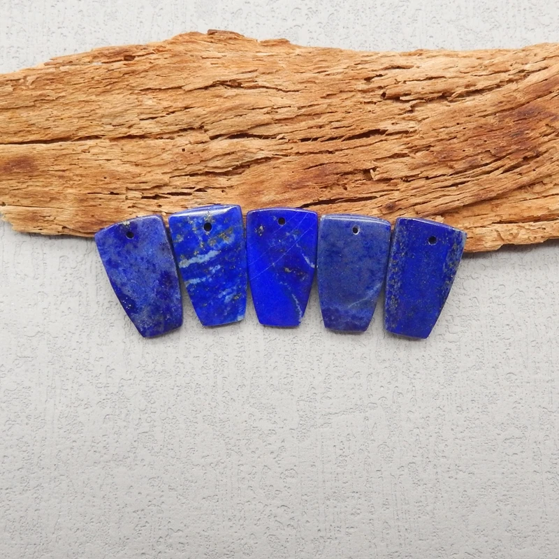 Set di perline pendenti e orecchini con pendente forato frontale in lapislazzuli naturale Set di accessori per la creazione di gioielli fai da te di moda 5 pezzi 20x12x3mm 7,6 g