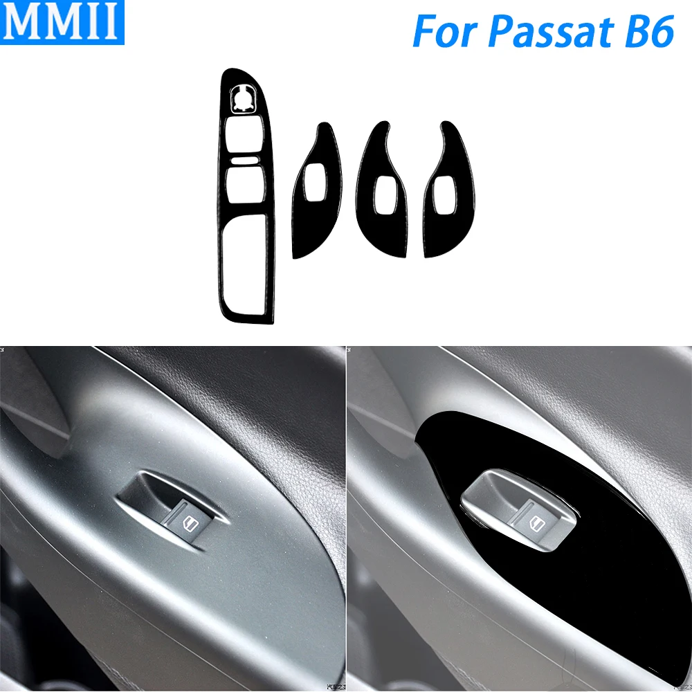 

For Volkswagen Passat B6 2006-2011 Piano Black Window Lift Switch Panel Trim Cover Car Interior Decoration Accessories Sticker