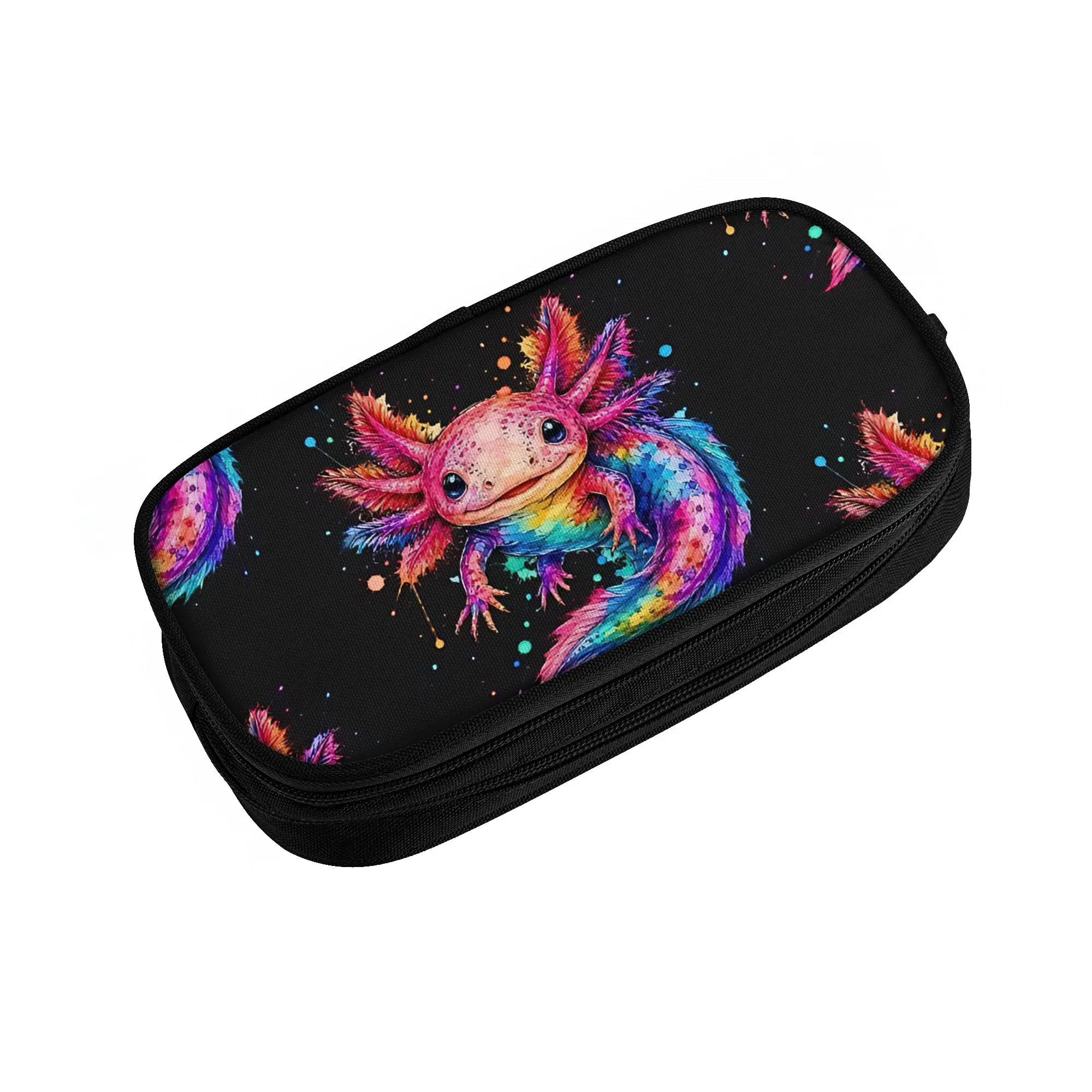1 piece Stylish Colorful Pencil Case Student Pen Bag Axolotls Office Pencil Pouch