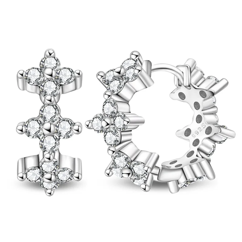 

Original 925 Sterling Silver Sparkling Zircon Circular Hoop Earrings For Women Elegant Anniversary Jewelry Gifts
