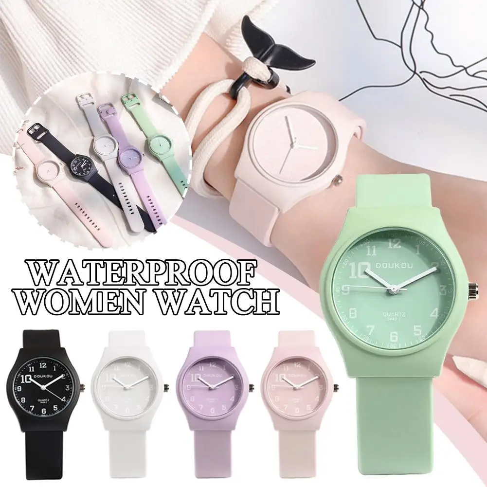 

Summer Candy Colors Watch Korean Women Circular Quartz Watches Luxury Clock PU Ladies Trendy Wristwatch Watch Leather Simpl C4C9