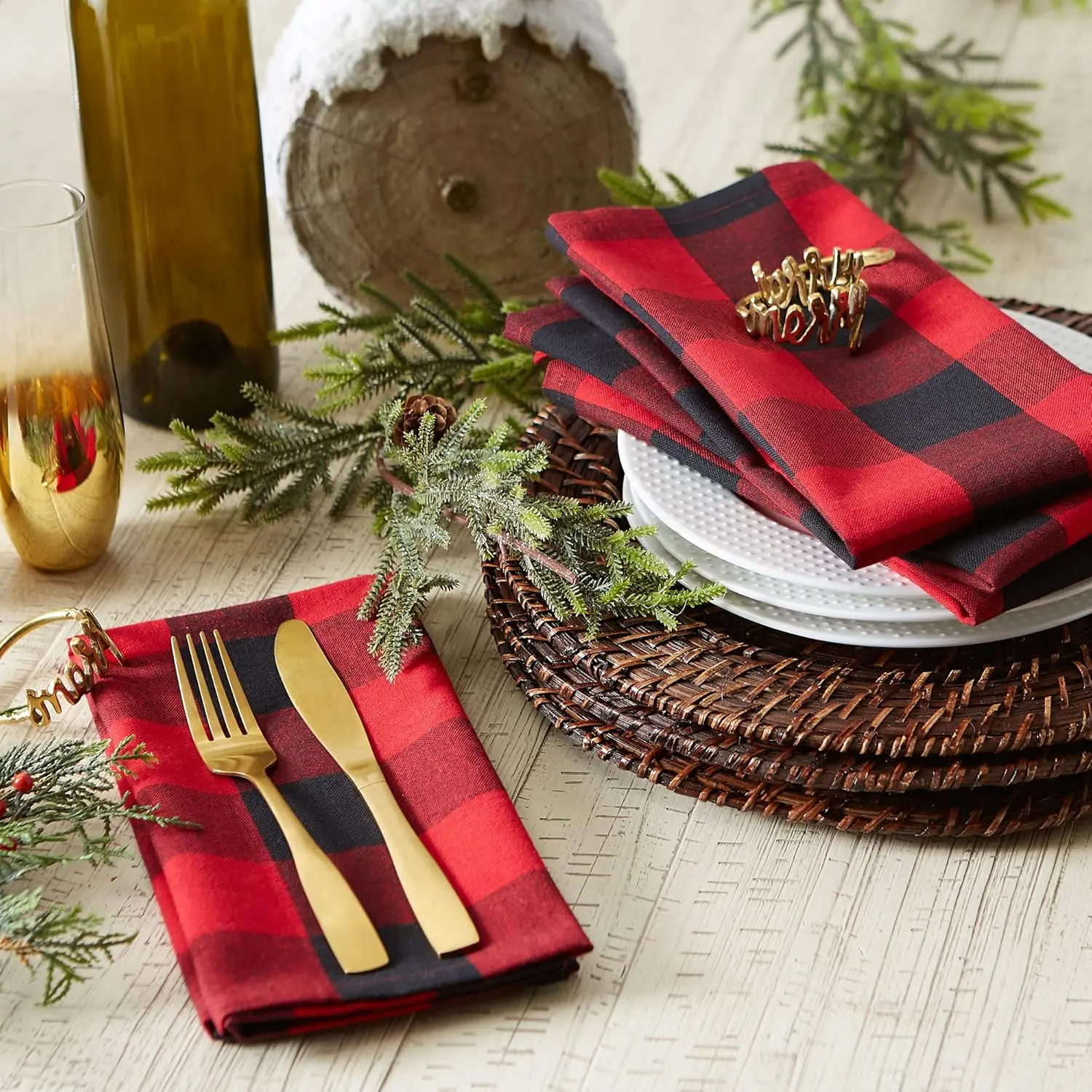 4pcs Christmas Tartan Plaid Napkins 30x45cm Red Green Dinner Napkins Cloth Tea Towel Wedding Decorations Table Napkins Cloth