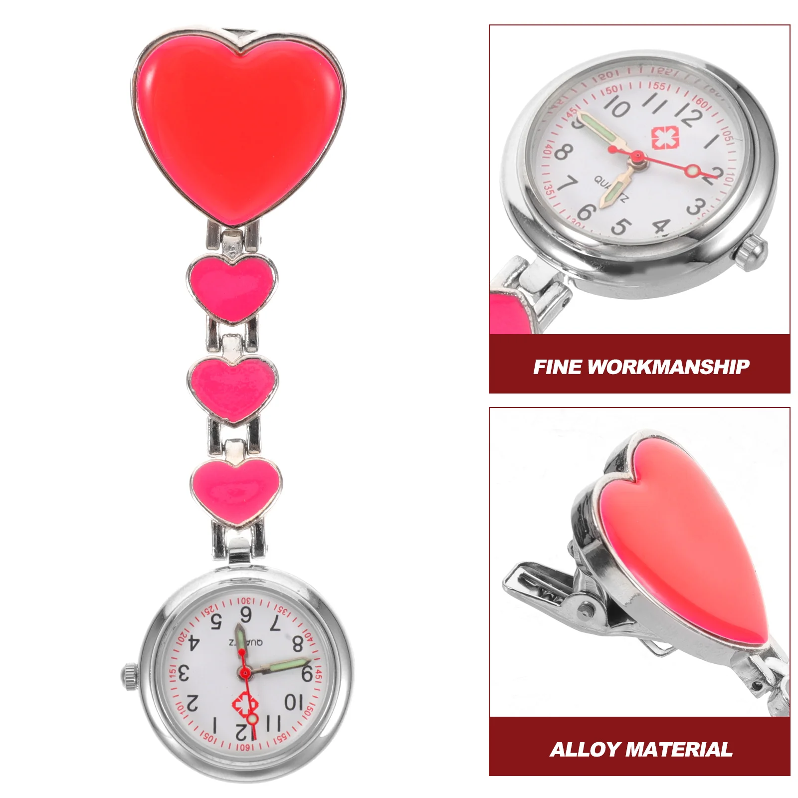 

Chest Watch For Men Women Creative Nurse Hanging Watch Luminous Hands Doctor Pocket Fashion Accessory Decoration Gift Rosy Color