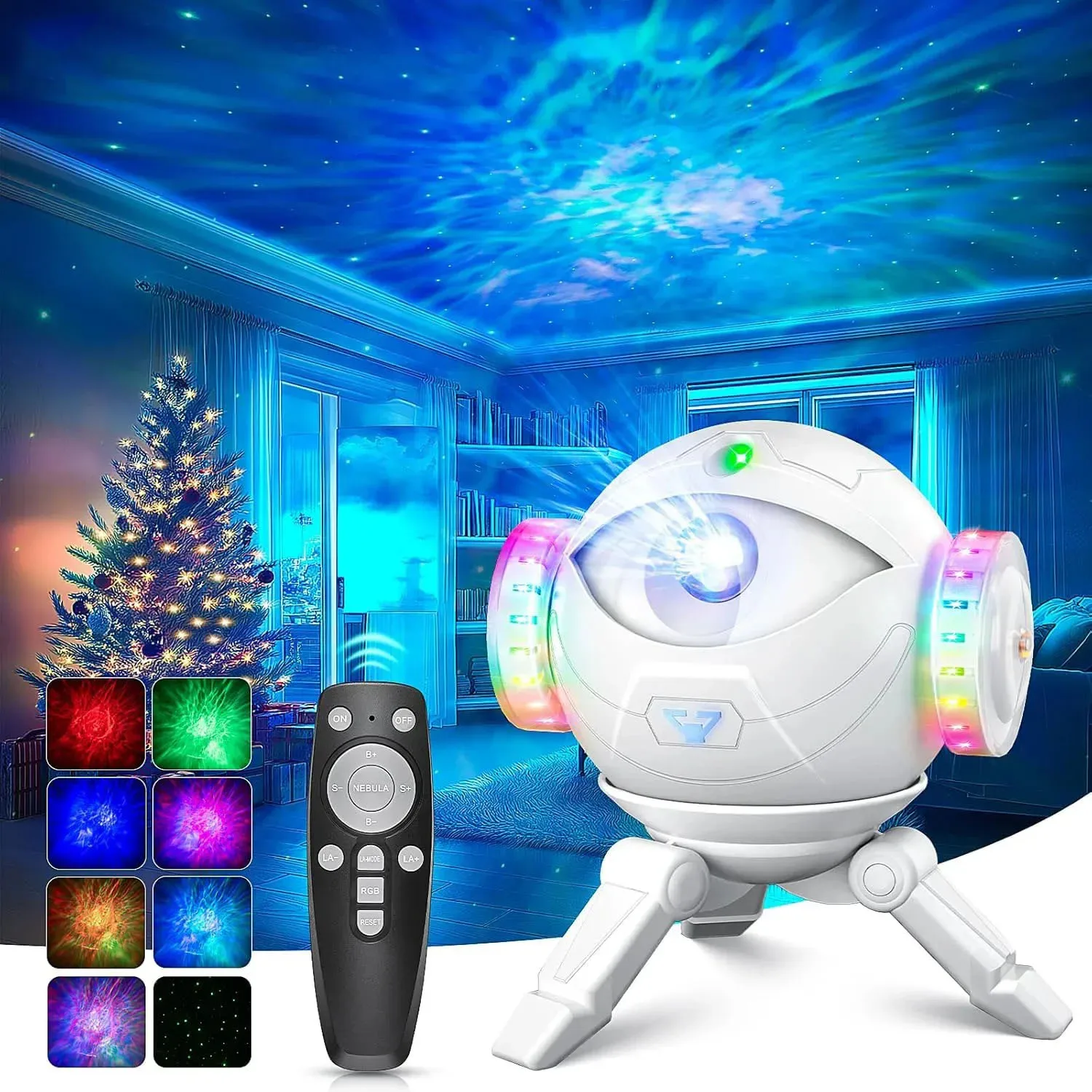 ギャラクシーナイトライトスタープロジェクター-8つの星雲モード星空プロジェクター-360度-°-回転式子供部屋の装飾品-誕生日プレゼント